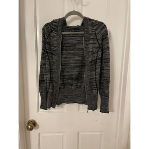 Vintage G by Guess Womens Sweatshirt sz M Gray Knit Hoodie Full Zip Cinch Waist